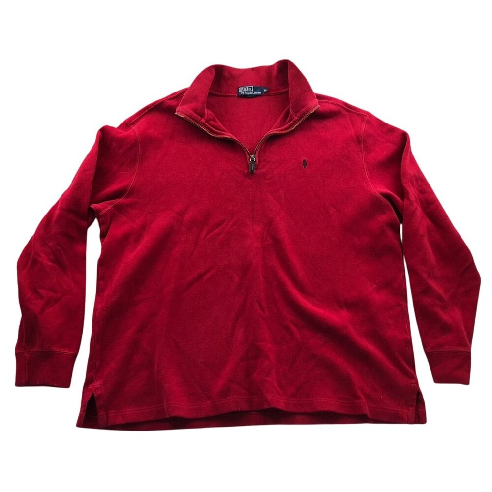 Polo Ralph Lauren Mens Sweater Size XL Pullover 1/4 Zip Stand Collar Casual Red